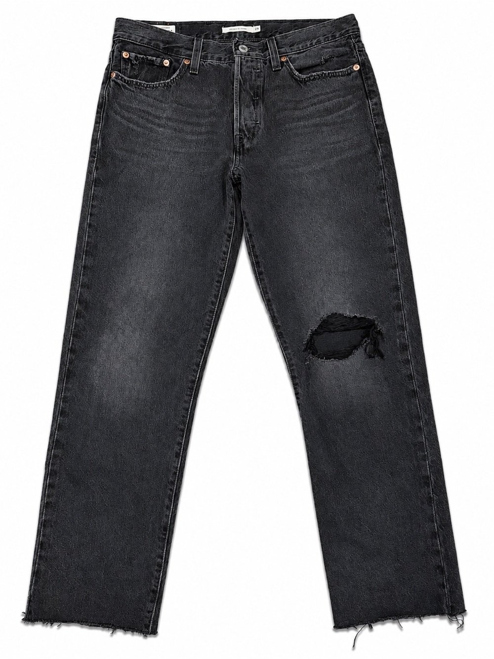 Levi’s Premium Wedgie Straight Jeans Size 29 Black Distressed Raw Hem